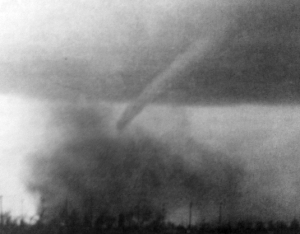 The tornado in its shrinking stage just north of White Deer.