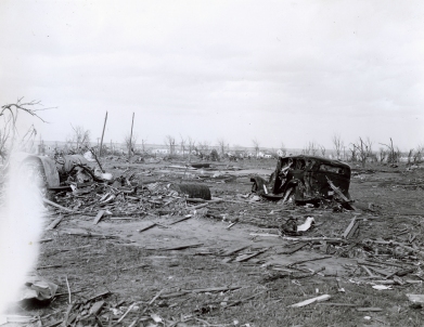 Looking northeast across the debris field on the outskirts of Woodward.