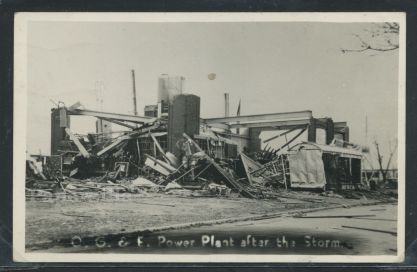 The wreckage of the Oklahoma Gas & Electric plant, where Erwin Walker sacrificed his life to cut power to the lines.