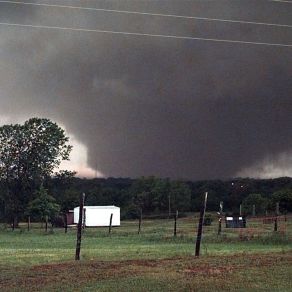 Taken from State Highway 76 just south of I-44, this photo shows the huge tornado at peak intensity as it devastates Bridge Creek.